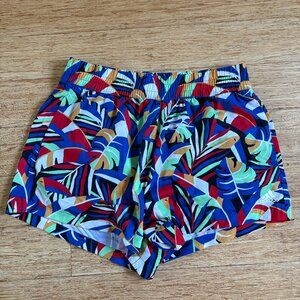 Adidas x Farm Rio Women's Floral Blue Running Shorts Pull On Size Small